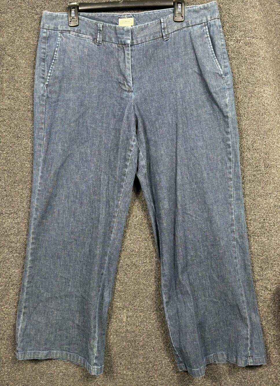 L.L. Bean Petite Straight Leg Jeans Womens 16P Blue Relaxed Mid Rise Denim Jean